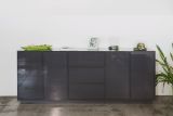 Credenza antracite lucida 220x41x86h cm 4 ante e 3 cassetti - Arrachis