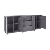 Credenza antracite lucida 220x41x86h cm 4 ante e 3 cassetti - Arrachis