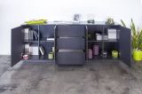 Credenza antracite lucida 220x41x86h cm 4 ante e 3 cassetti - Arrachis
