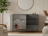 Credenza ardesia 140x43x86h cm 2 ante e 3 cassetti - Favonio