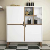 Credenza Arided, Buffet da soggiorno, Madia da salotto, Dispensa da cucina, 100x30 h115 cm, Bianco e Noce