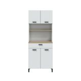 Credenza Artesian, Buffet da soggiorno, Madia da salotto, Dispensa da cucina, 72x40 h185 cm, Bianco e Rovere