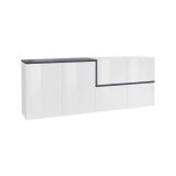 Credenza Asaba, cm 210x40h80, Bianco lucido e Ardesia