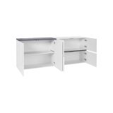 Credenza Asaba, cm 210x40h80, Bianco lucido e Ardesia