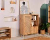 Credenza Astrion, Buffet da soggiorno, Madia da salotto, Dispensa moderna da cucina, 90x40h110 cm, Quercia