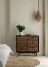 Credenza Aurelie, Buffet da soggiorno, Madia da salotto, Dispensa da cucina, 40x102 h95 cm, Nero e Noce