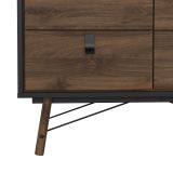Credenza Aurelie, Buffet da soggiorno, Madia da salotto, Dispensa da cucina, 40x102 h95 cm, Nero e Noce