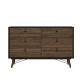 Credenza Aurore, Buffet da soggiorno, Madia da salotto, Dispensa da cucina, 40x150 h95 cm, Nero e Noce