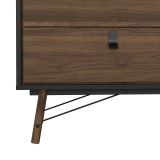 Credenza Aurore, Buffet da soggiorno, Madia da salotto, Dispensa da cucina, 40x150 h95 cm, Nero e Noce