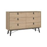 Credenza Aurore, Buffet da soggiorno, Madia da salotto, Dispensa da cucina, 40x150 h95 cm, Rovere