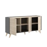 Credenza Avez, Buffet da soggiorno, Madia moderna da salotto a 3 ante, 155x43h75 cm, Rovere e Antracite