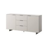 Credenza Barcelos, Madia da salotto con due ante battenti e tre cassetti, Rialzato da terra, 180x42 h90 cm, Beige