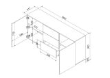 Credenza Barcelos, Madia da salotto con due ante battenti e tre cassetti, Rialzato da terra, 180x42 h90 cm, Beige