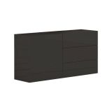 Credenza bassa antracite lucida 110x40x35h cm 1 anta e 3 cassetti - Benvenuta