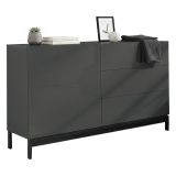Credenza bassa antracite lucida 110x40x47h cm 1 anta e 3 cassetti - Adana