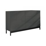Credenza bassa antracite lucida 110x40x47h cm 1 anta e 3 cassetti - Adana