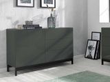 Credenza bassa antracite lucida 110x40x47h cm 1 anta e 3 cassetti - Adana
