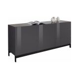 Credenza bassa antracite lucida 170x40x47h cm 2 ante e 3 cassetti - Alden