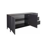 Credenza bassa antracite lucida 170x40x47h cm 2 ante e 3 cassetti - Alden