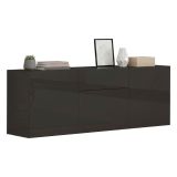 Credenza bassa antracite lucida 170x40x60h cm 3 ante e 1 cassetto - Arina