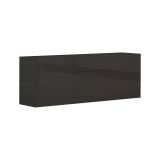 Credenza bassa antracite lucida 170x40x60h cm 3 ante e 1 cassetto - Arina