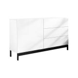 Credenza bassa bianco lucida 110x40x47h cm 1 anta e 3 cassetti - Adana
