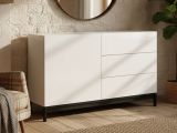 Credenza bassa bianco lucida 110x40x47h cm 1 anta e 3 cassetti - Adana