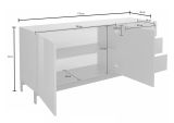 Credenza bassa bianco lucida 170x40x47h cm 2 ante e 3 cassetti - Alden