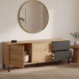 Credenza bassa rovere nodi e antracite 130x41x47h cm 2 ante e 2 cassetti - Anora