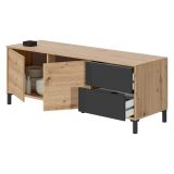 Credenza bassa rovere nodi e antracite 130x41x47h cm 2 ante e 2 cassetti - Anora