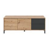 Credenza bassa rovere nodi e antracite 130x41x47h cm 2 ante e 2 cassetti - Anora