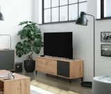 Credenza bassa rovere nodi e antracite 130x41x47h cm 2 ante e 2 cassetti - Anora