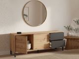 Credenza bassa rovere nodi e antracite 130x41x47h cm 2 ante e 2 cassetti - Anora