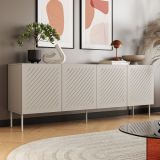 Credenza Beige 2 Ripiani 6 Vani 200.5x42x75h cm, 4 Ante - Carema