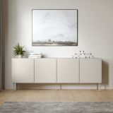 Credenza Beige 2 Ripiani Apertura Battente 200x42x75h cm, 4 Ante - Canino