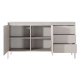 Credenza Beige 3 Cassetti 2 Ripiani 154x40x81h cm, Apertura Battente, Scorrevole - Hatomo