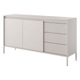 Credenza Beige 3 Cassetti 2 Ripiani 154x40x81h cm, Apertura Battente, Scorrevole - Hatomo