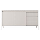 Credenza Beige 3 Cassetti 2 Ripiani 154x40x81h cm, Apertura Battente, Scorrevole - Hatomo