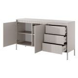 Credenza Beige 3 Cassetti 2 Ripiani 154x40x81h cm, Apertura Battente, Scorrevole - Hatomo