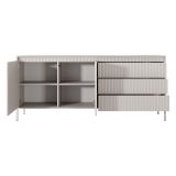 Credenza Beige 3 Cassetti 2 Ripiani 187x40x81h cm, Apertura Battente, Scorrevole - Hatone