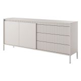 Credenza Beige 3 Cassetti 2 Ripiani 187x40x81h cm, Apertura Battente, Scorrevole - Hatone