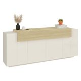 Credenza Beige 3 Ripiani Apertura Battente, a Ribalta 200x45x85.5h cm, 5 Ante - Pulfero