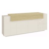 Credenza Beige 3 Ripiani Apertura Battente, a Ribalta 200x45x85.5h cm, 5 Ante - Pulfero