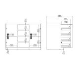Credenza Beige 4 Cassetti 2 Ripiani 121x50x91h cm, Apertura Battente, Scorrevole - Angelika