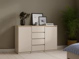 Credenza Beige 4 Cassetti 2 Ripiani 121x50x91h cm, Apertura Battente, Scorrevole - Angelika