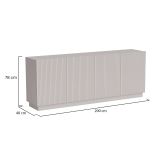 Credenza Beige 4 Ripiani 4 Ante 200x40x78h cm, 8 Vani - Masainas