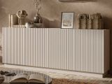 Credenza Beige 4 Ripiani 4 Ante 200x40x78h cm, 8 Vani - Masainas