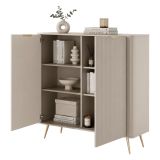 Credenza Beige 4 Ripiani Apertura Battente 113x38x134h cm, 2 Ante - Nerrio