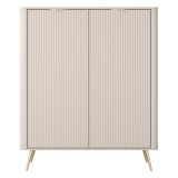 Credenza Beige 4 Ripiani Apertura Battente 113x38x134h cm, 2 Ante - Nerrio