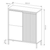 Credenza Beige 5 Ripiani Apertura Battente 104x40x123h cm, 3 Ante - Hatolaro